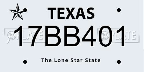 17BB401 Texas License Plate