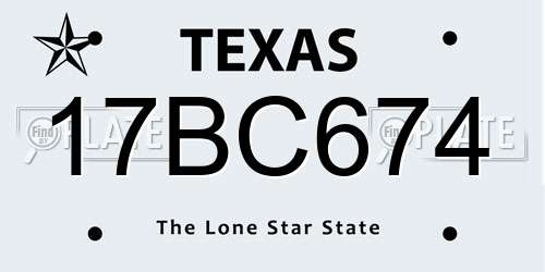 17BC674 Texas License Plate