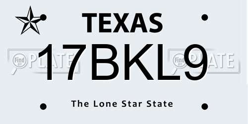 17BKL9 Texas License Plate
