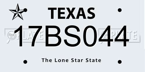 17BS044 Texas License Plate