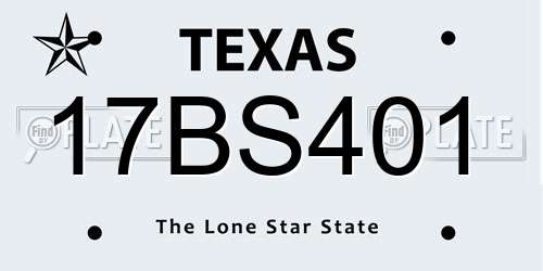 17BS401 Texas License Plate
