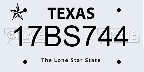 17BS744 Texas License Plate