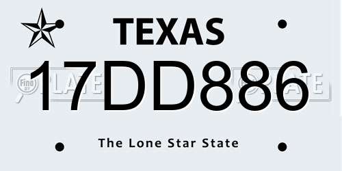 17DD886 Texas License Plate