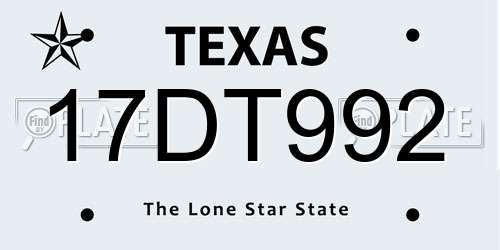 17DT992 Texas License Plate