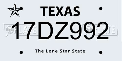 17DZ992 Texas License Plate