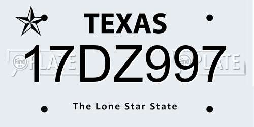 17DZ997 Texas License Plate