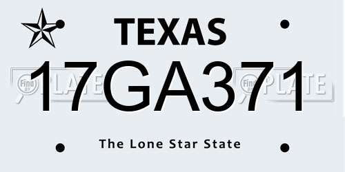 17GA371 Texas License Plate