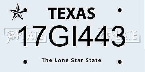 17GI443 Texas License Plate