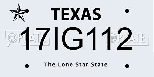 17IG112 Texas License Plate