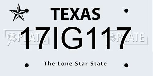 17IG117 Texas License Plate