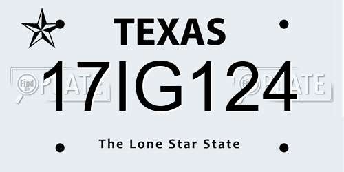 17IG124 Texas License Plate