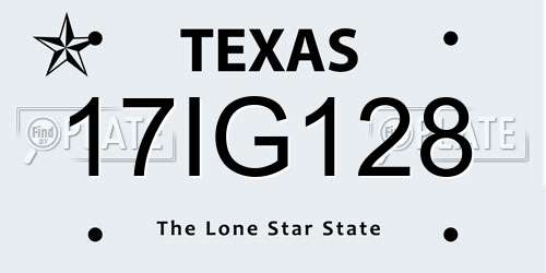 17IG128 Texas License Plate