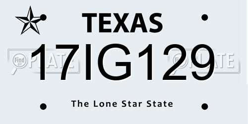 17IG129 Texas License Plate