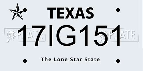 17IG151 Texas License Plate