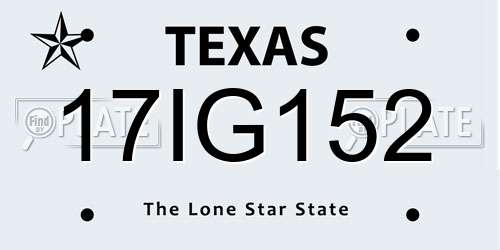 17IG152 Texas License Plate