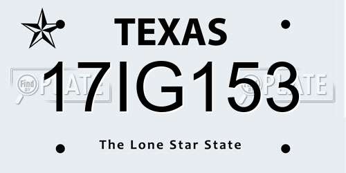 17IG153 Texas License Plate