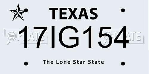 17IG154 Texas License Plate