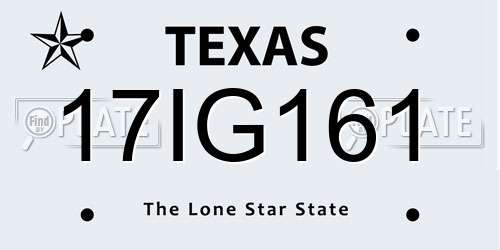 17IG161 Texas License Plate