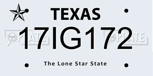 17IG172 Texas License Plate