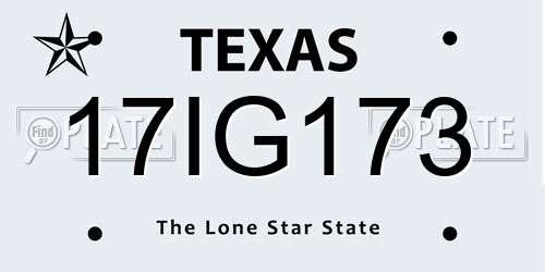 17IG173 Texas License Plate