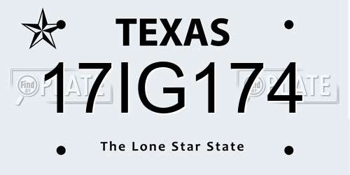 17IG174 Texas License Plate