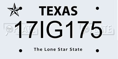17IG175 Texas License Plate