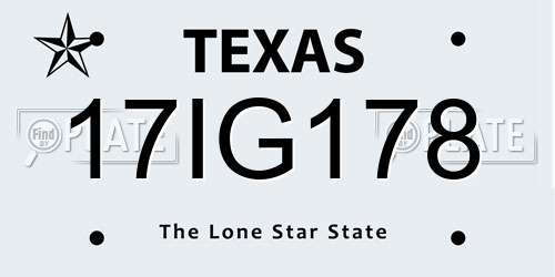 17IG178 Texas License Plate