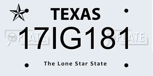 17IG181 Texas License Plate