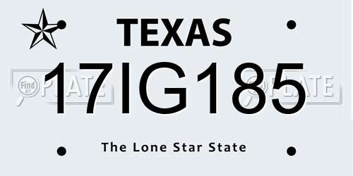 17IG185 Texas License Plate