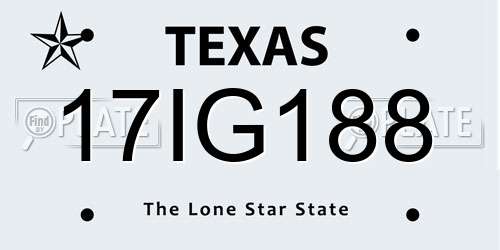 17IG188 Texas License Plate