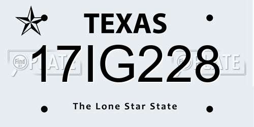 17IG228 Texas License Plate
