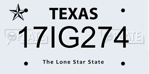 17IG274 Texas License Plate