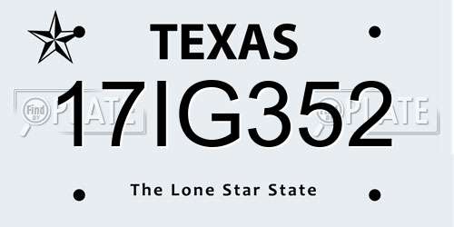 17IG352 Texas License Plate