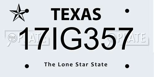 17IG357 Texas License Plate