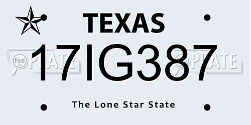 17IG387 Texas License Plate