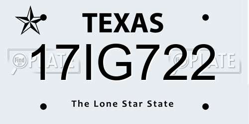 17IG722 Texas License Plate