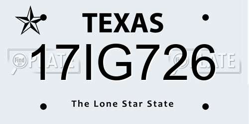 17IG726 Texas License Plate
