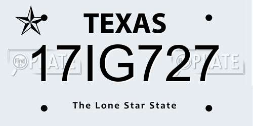 17IG727 Texas License Plate