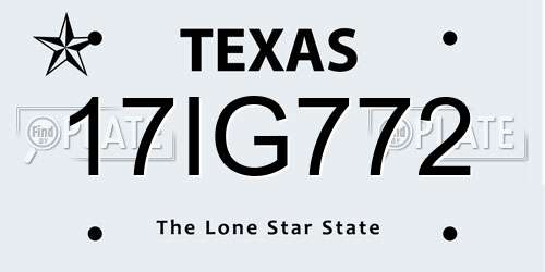 17IG772 Texas License Plate
