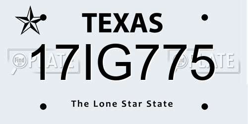 17IG775 Texas License Plate