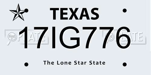 17IG776 Texas License Plate