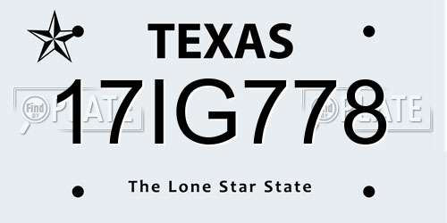 17IG778 Texas License Plate
