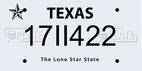 17II422 Texas License Plate