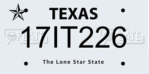 17IT226 Texas License Plate