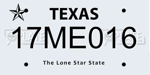 17ME016 Texas License Plate