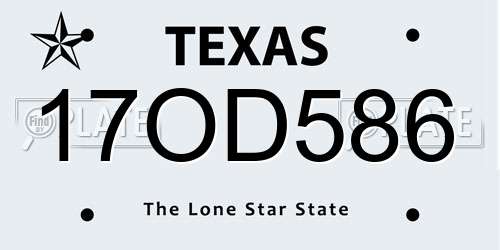 17OD586 Texas License Plate