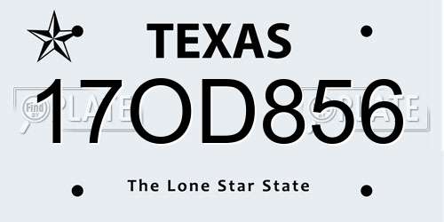 17OD856 Texas License Plate