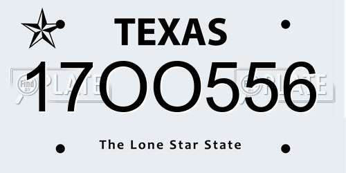 17OO556 Texas License Plate
