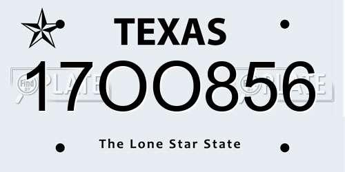 17OO856 Texas License Plate