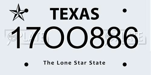 17OO886 Texas License Plate